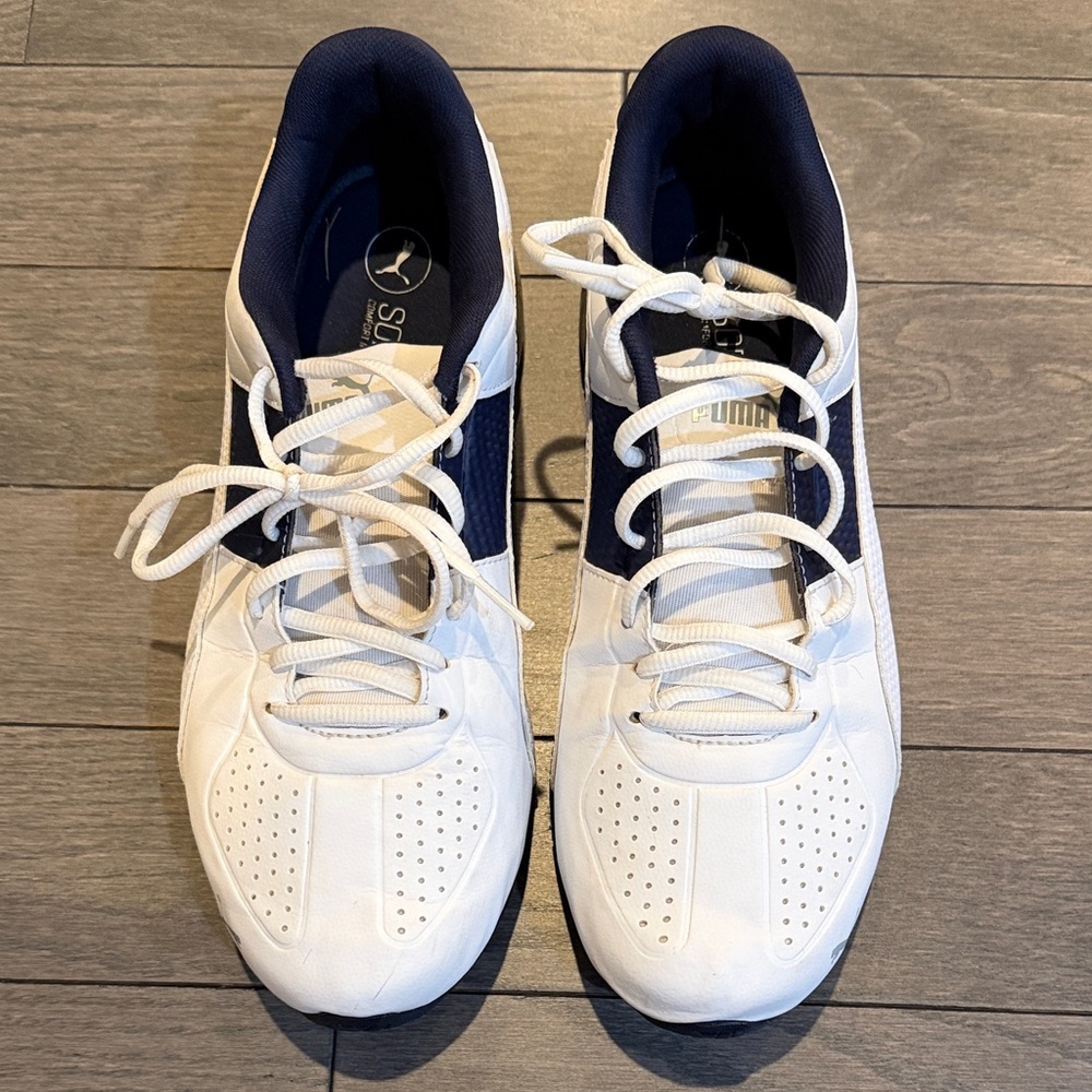 Puma Men's White and Navy Sneakers